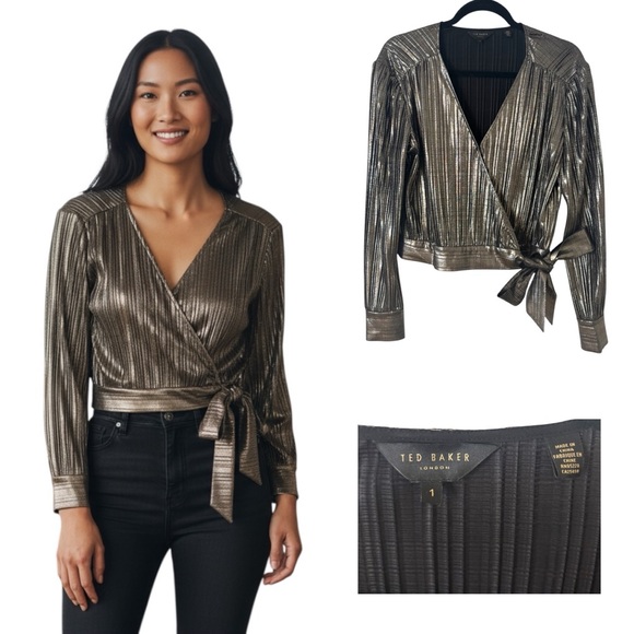 Ted Baker Tops - Ted Baker Metallic Wrap Top